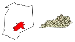 Location of Frankfort in Franklin County, Kentucky