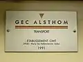 GEC Alsthom manufacturer's plate