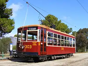 Type G no. 303, a Brill "Birney Safety Car", imported from the US in 1924 to run in Port Adelaide