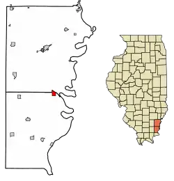 Location of New Haven in Gallatin County, Illinois.