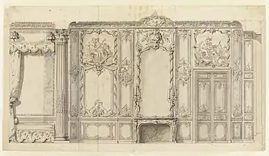 Design for the bedroom of the Prince, Hotel de Soubise, by Germain Boffrand (1735–1740)