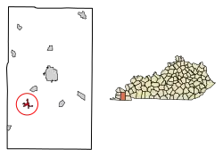 Location of Wingo in Graves County, Kentucky.