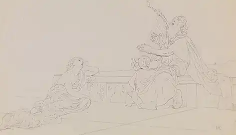 Ossian. Graphite on cream bristol board, 18.6 x 28.3 cm. Pennsylvania Academy of the Fine Arts.