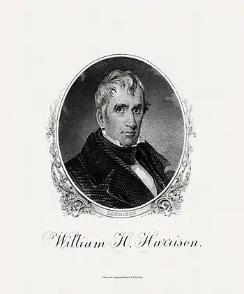 Image 8William Henry HarrisonEngraving credit: Bureau of Engraving and Printing; restored by Andrew ShivaWilliam Henry Harrison (February&nbsp;9, 1773&nbsp;– April&nbsp;4, 1841) was an American military officer and politician who served as the ninth president of the United States in 1841. He died of typhoid, pneumonia or paratyphoid fever 31 days into his term, becoming the first president to die in office.  His death sparked a brief constitutional crisis regarding succession to the presidency. Vice President John Tyler claimed a constitutional mandate to become the new president and took the presidential oath of office, setting an important precedent for an orderly transfer of the presidency and its full powers when the previous president fails to complete the elected term.More selected pictures