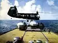 HUP of HU-2 takes off from USS Newport News in 1955.