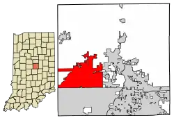 Location of Westfield in Hamilton County, Indiana.