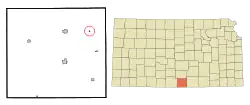 Location within Harper County and Kansas