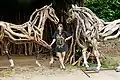 Sculptor Heather Jansch, flanked by two of her life-size horses. "Atlantis" on Heather's right, and "The Eden Horse" on her left.