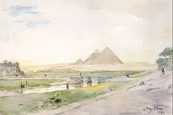 Egyptian Pyramids, watercolor over graphite, 1897, Honolulu Museum of Art