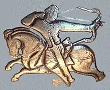 Alchon horseman, possibly Khingila, on the Hephthalite silver bowl.