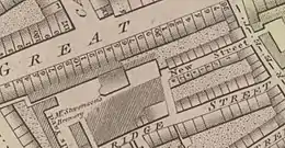 Close-up of the same map, showing the immediate vicinity of the brewery