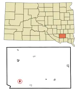 Location in Hutchinson County and the state of South Dakota