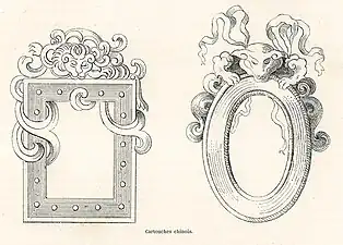 Chinese cartouches, illustration from L'Ornement Polychrome, by Albert Racinet, 1888