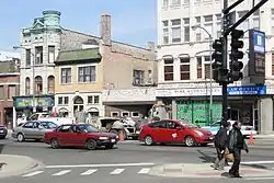 Intersection of Division Street, Ashland Avenue, and Milwaukee Avenue in West Town.