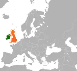 Map indicating locations of Ireland
and United Kingdom
