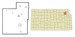 Location within Jackson County and Kansas