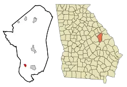 Location in Jefferson County and the state of Georgia
