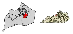 Location of Jeffersontown in Jefferson County, Kentucky.