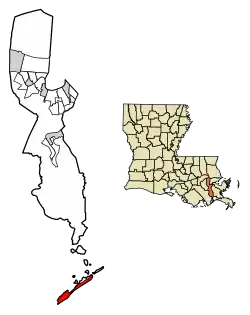Location of Grand Isle in Jefferson Parish