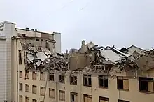 Kharkiv National Academy of Urban Economy after Russian rocket strike