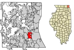 Location of Mettawa in Lake County, Illinois.