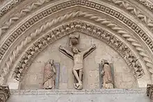 Larino Cathedral, detail of the facade.