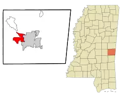 Location of Nellieburg, Mississippi