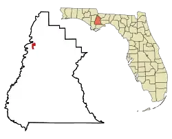 Location in Liberty County and the state of Florida