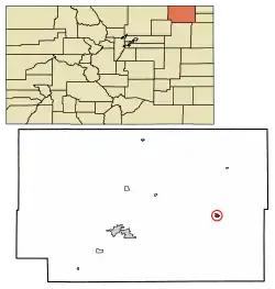 Location of the Town of Fleming in Logan County, Colorado.