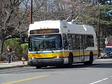 MBTA #4121, AN440LF-ETB trolleybus; note streetside door