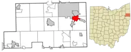 Location of Struthers in Mahoning County and in the State of Ohio