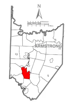 Map of Armstrong County, Pennsylvania highlighting Bethel Township