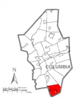 Map of Columbia County, Pennsylvania highlighting Conyngham Township