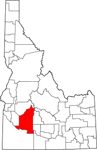 Map of Idaho highlighting Elmore County