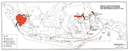 Map of Indonesian Navy activities against the rebellion