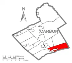 Location of Lower Towamensing Township in Carbon County, Pennsylvania