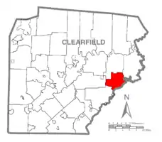 Map of Clearfield County, Pennsylvania highlighting Morris Township