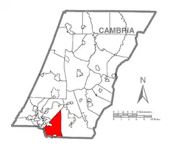 Map of Cambria County, Pennsylvania highlighting Richland Township