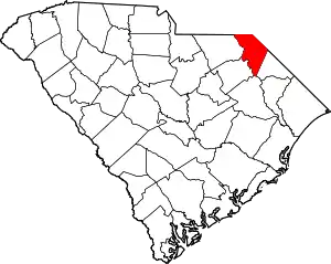 Map of South Carolina highlighting Marlboro County
