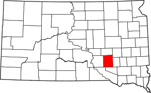 Map of South Dakota highlighting Aurora County