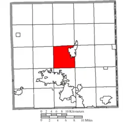 Location of Bazetta Township in Trumbull County