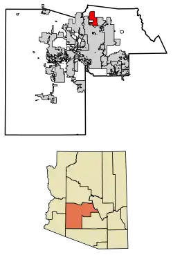 Location in Maricopa County and the state of Arizona