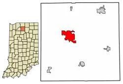 Location of Plymouth in Marshall County, Indiana.