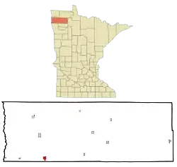 Location within Marshall County and Minnesota