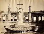 Samuel Bourne, "Memorial Well, Marble Statue by Marochetti. Cawnpore, 1206," 1863–1869, photograph mounted on cardboard sheet