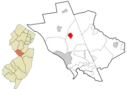 Location in Mercer County and the state of New Jersey.