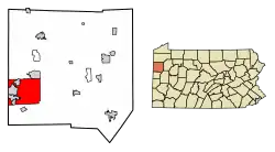 Location of Hermitage in Mercer County, Pennsylvania.