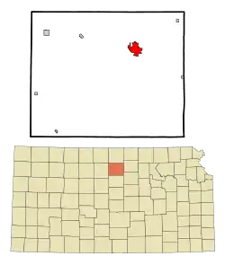 Location within Mitchell County and Kansas