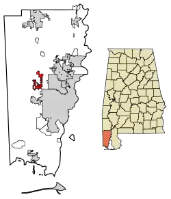 Location in Mobile County, Alabama