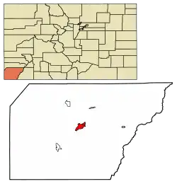 Location of the City of Cortez in Montezuma County, Colorado.